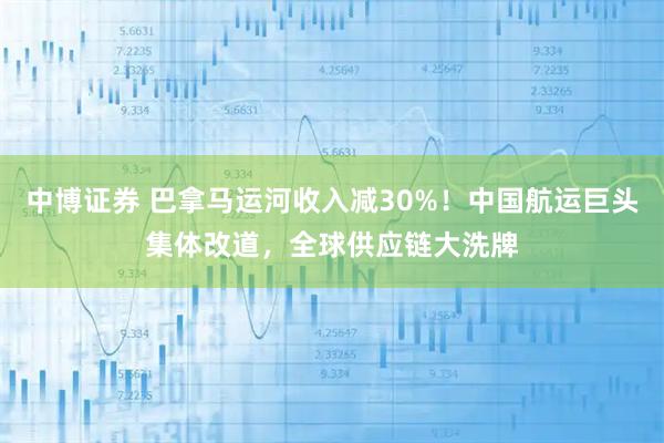 中博证券 巴拿马运河收入减30%！中国航运巨头集体改道，全球供应链大洗牌